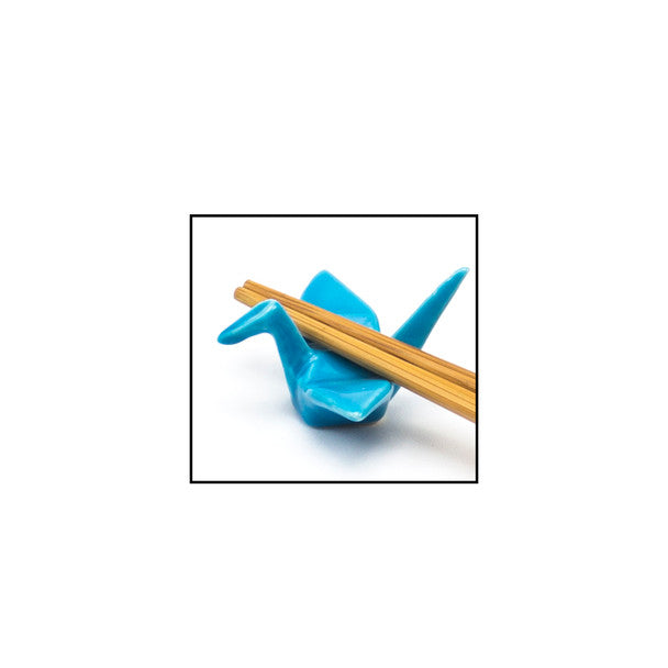 Chopstick and Origami Crane Rest Set - White