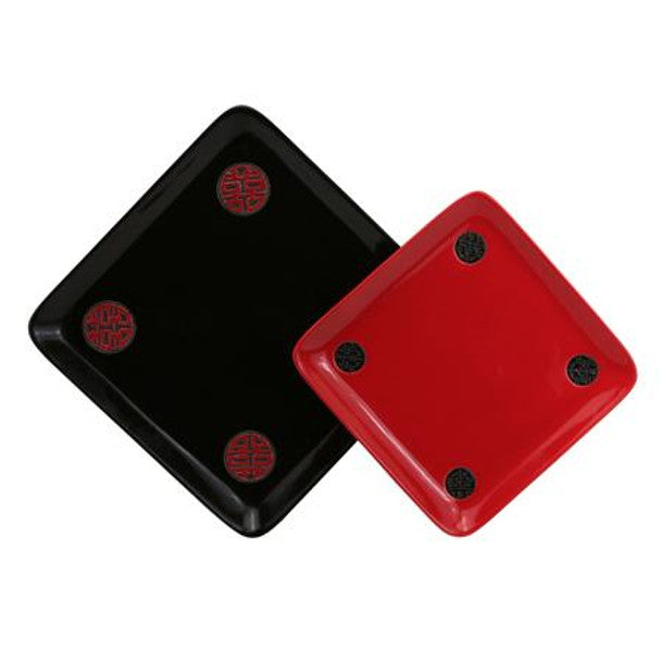 Square Plate Set Black/Red (Set of 2)