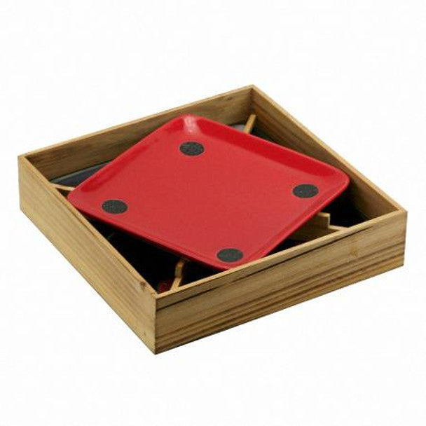 Square Plate Set Black/Red (Set of 2)