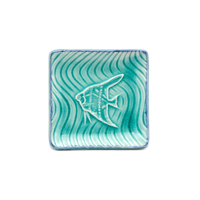 Japanese Sky Blue Square Ceramic Plate 4.75"D x 0.5"H - Set of 6