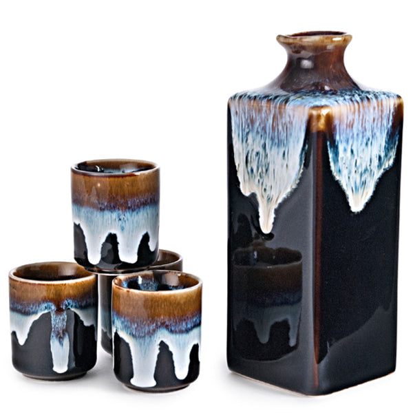 Reactive Glaze Sake Set - Seafoam