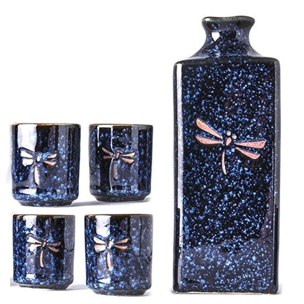 Reactive Glaze Sake Set - Dragonfly