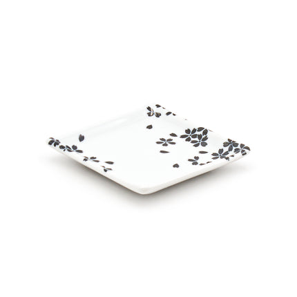 Black Cherry Blossoms Square Plate 5"D