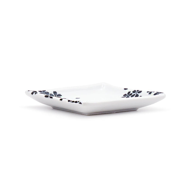 Black Cherry Blossoms Square Plate 5"D
