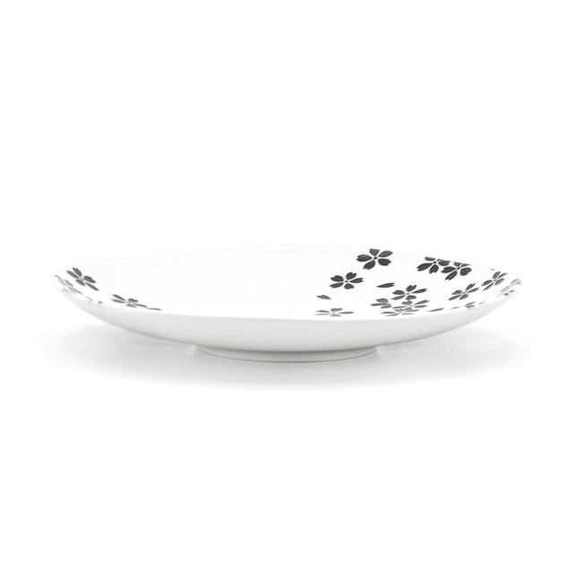 Black Cherry Blossoms Plate 7.75"D