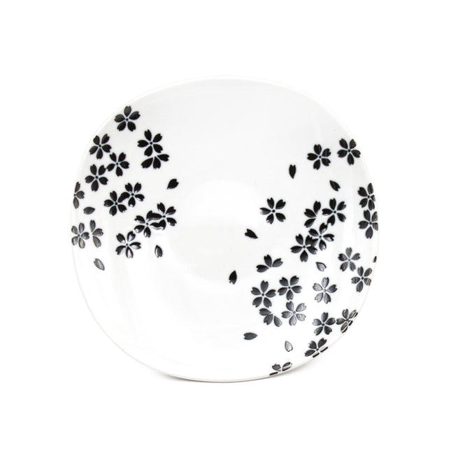 Black Cherry Blossoms Plate 7.75"D