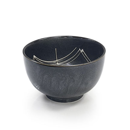 Kafuh Black & White Geometric Bowl with Chopsticks - Set of 2