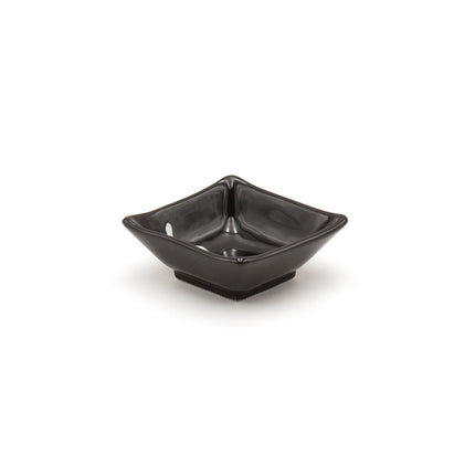 Japanese Glazed Black Plate with Sauce Bowls