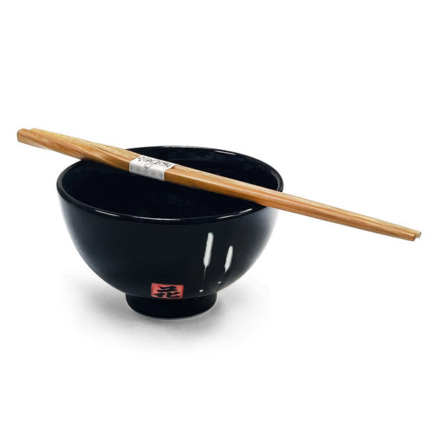 Kafuh Black Rice Bowl & Chopsticks Set of 4