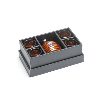Japanese 5pc Ceramic Sake Set - Brown