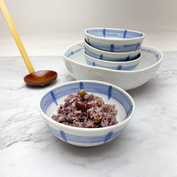 Kansai Yamamoto Blue & White Bowls and Ladle 6pc Set