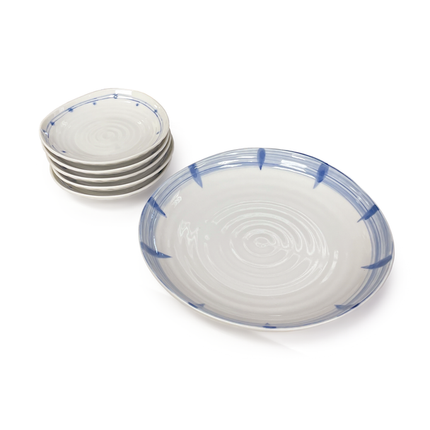 Kansai Yamamoto Blue & White Plates Set 6pc