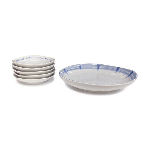 Kansai Yamamoto Blue & White Plates Set 6pc