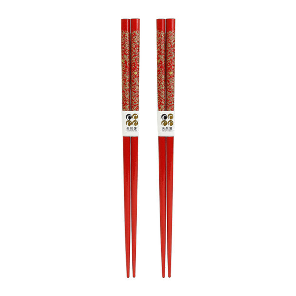 Red Gold Foil Blossom Chopsticks 2pc Set