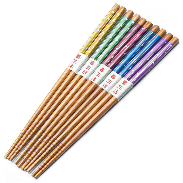 Colorful Wood Chopsticks Set of 5