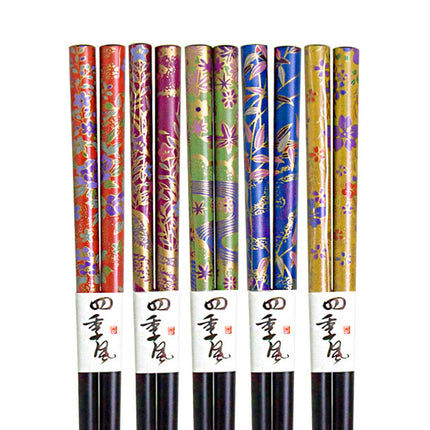 Japanese Botanical Foliage Chopsticks 5pc Set