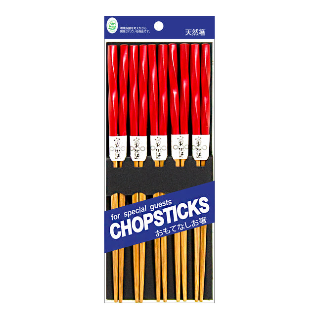 Twisted Wooden Chopsticks Set of 5 - Red