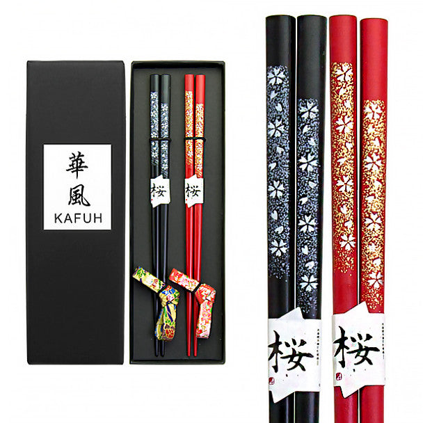 Foil Flowers Chopsticks with Rests Set of 2