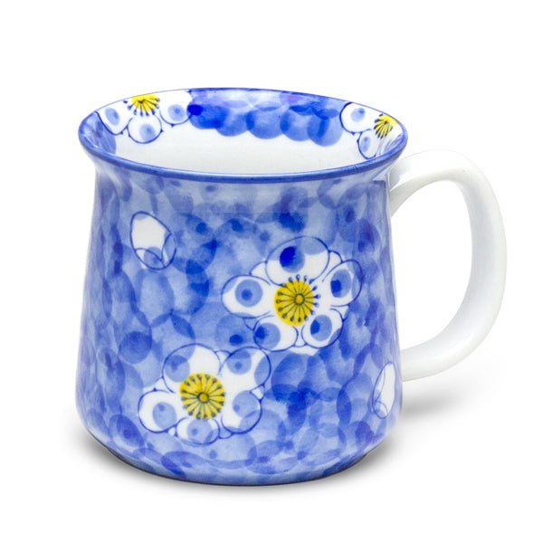 Blue Watercolor Dots Cherry Blossom Mug