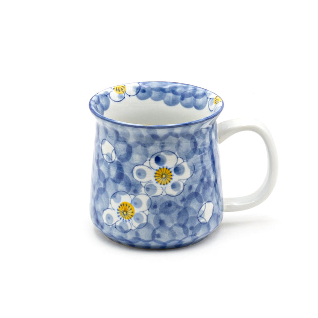 Blue Watercolor Dots Cherry Blossom Mug