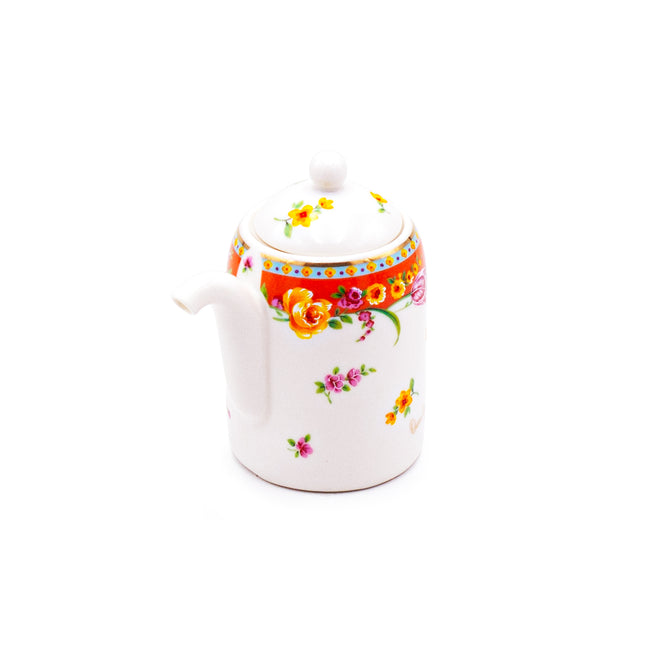 Japanese Sauce Dispenser Set with Tray - Orange Floral Pattern