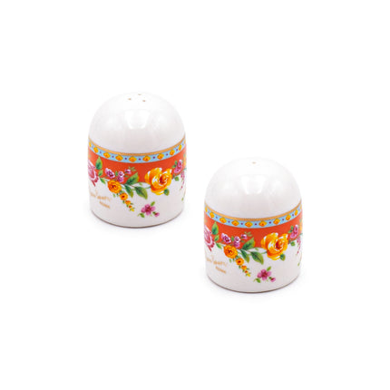 Japanese Sauce Dispenser Set with Tray - Orange Floral Pattern