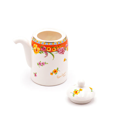 Japanese Sauce Dispenser Set with Tray - Orange Floral Pattern