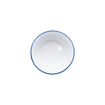 White Flower on Blue Round Ceramic Bowl 4.25"D Set of 2