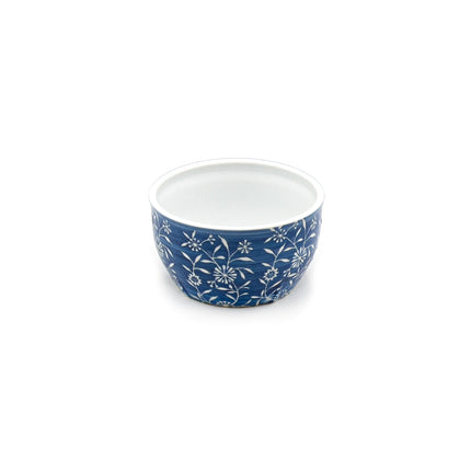 Blue Floral Round Ceramic Bowl with Lid 4.25"D