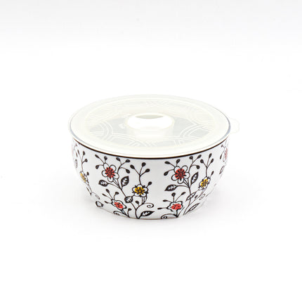 Floral Round Bowl with Lid 5"D
