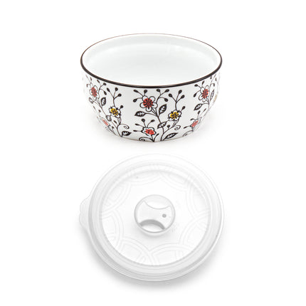 Floral Round Bowl with Lid 5"D