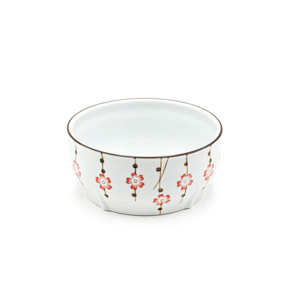 Red Floral Round Ceramic Bowl with Lid 7.5"D