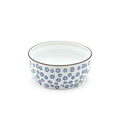 Blue Floral Round Bowl with Lid 7"D