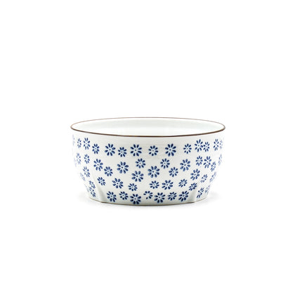 Blue Floral Round Bowl with Lid 7"D