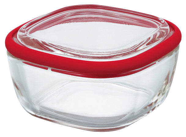 Hario Square Glass Container 250mL/600mL, Red/Green