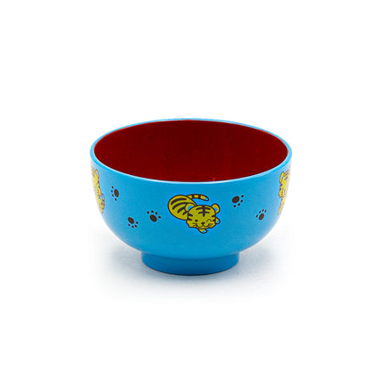 Japanese Blue Lacquer Bowl for Kids, Tiger Pattern 3.75"D