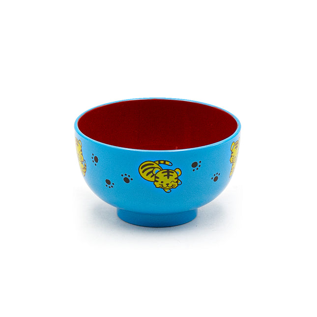 Japanese Blue Lacquer Bowl for Kids, Tiger Pattern 3.75"D
