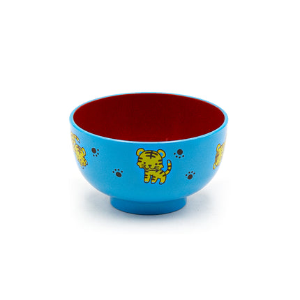 Japanese Blue Lacquer Bowl for Kids, Tiger Pattern 3.75"D