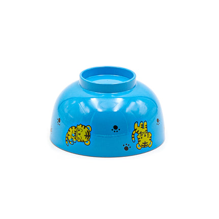 Japanese Blue Lacquer Bowl for Kids, Tiger Pattern 3.75"D