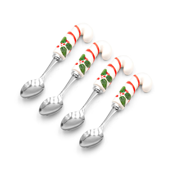 Christmas Candy Cane Dessert Spoon 4pc Set