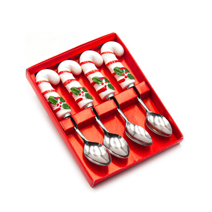 Christmas Candy Cane Dessert Spoon 4pc Set