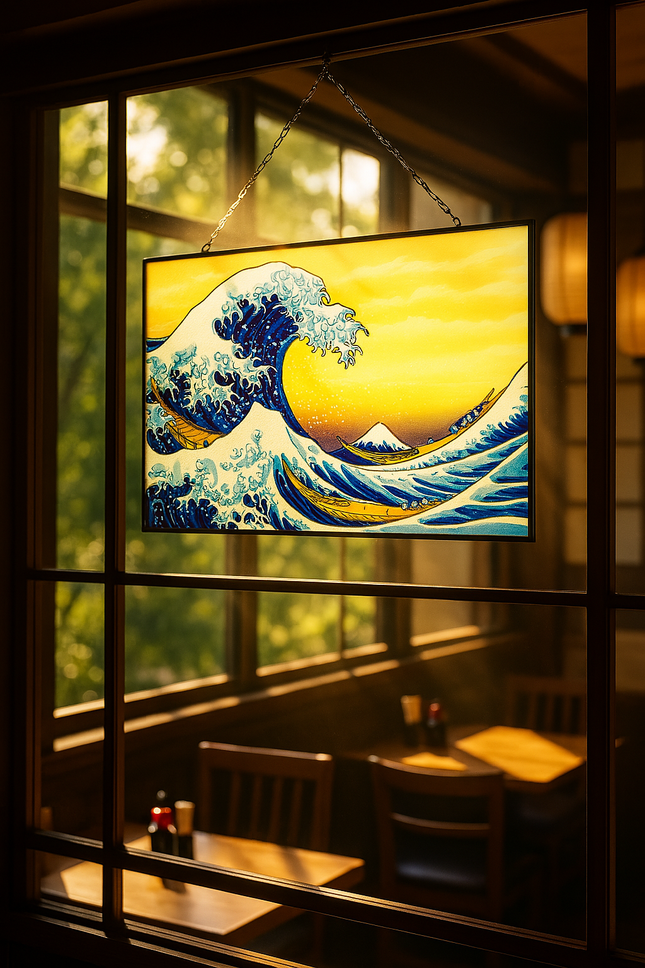 The Great Wave Off Kanagawa Art Glass Suncatcher