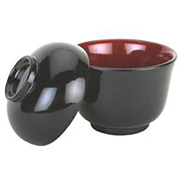 Glossy Black Plastic Lacquer Bowl with Lid (Set of 8)