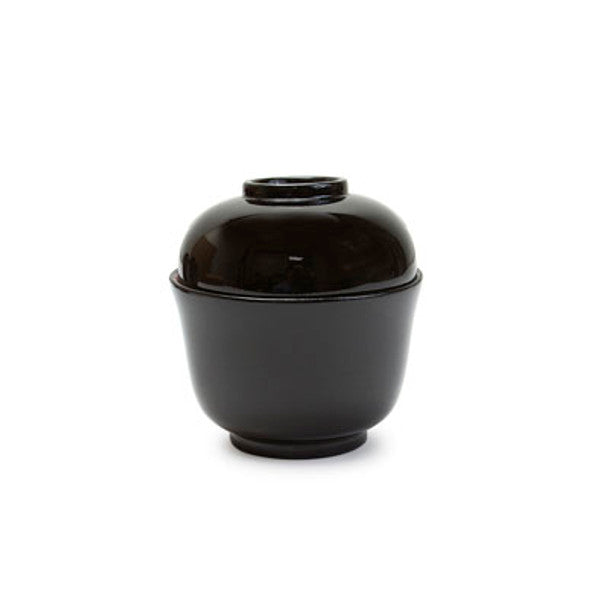 Glossy Black Plastic Lacquer Bowl with Lid (Set of 8)