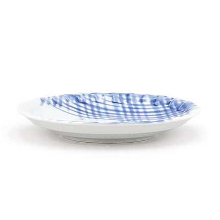 Stripe Pattern Small Ceramic Plate Set of 5 - Blue, White