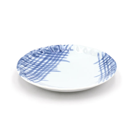 Stripe Pattern Small Ceramic Plate Set of 5 - Blue, White