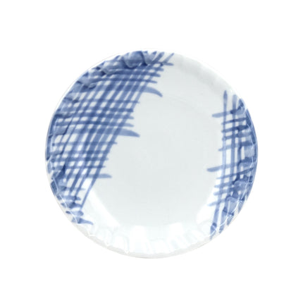 Stripe Pattern Small Ceramic Plate Set of 5 - Blue, White