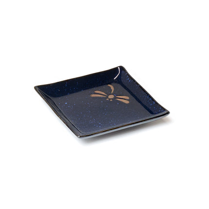 Reactive Glaze Dragonfly Small Plate Set of 4