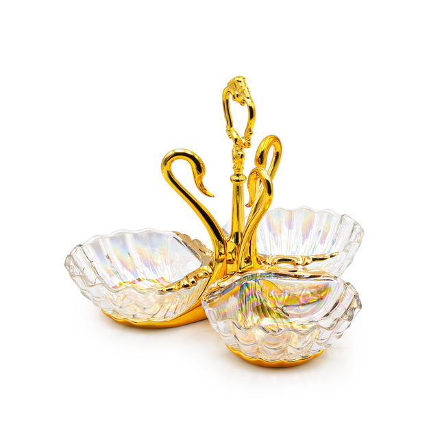 Swan Handle Glass Serving Dish Set