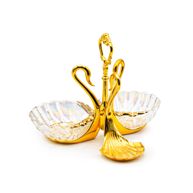 Swan Handle Glass Serving Dish Set